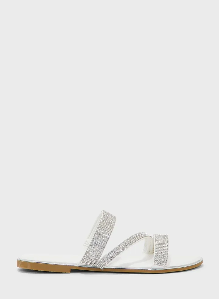 Diamante Strap Flat Sandal