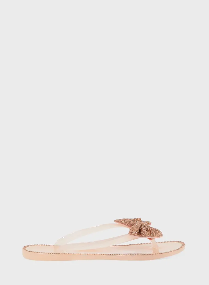 Diamante Butterfly Jelly Flat Sandal