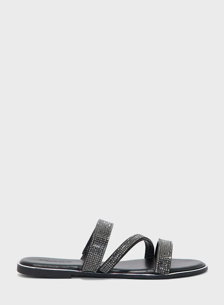 Diamante Strap Flat Sandal