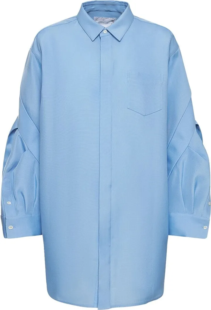 Silk & cotton poplin mini shirt dress