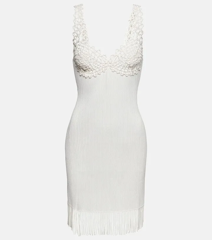 Fringe-trimmed minidress