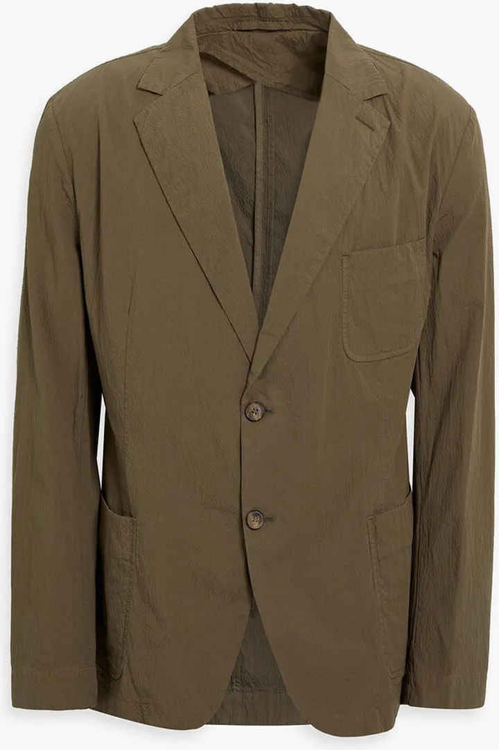 Cotton-blend seersucker blazer