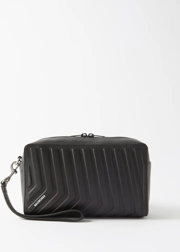 Car-embossed Leather Pouch