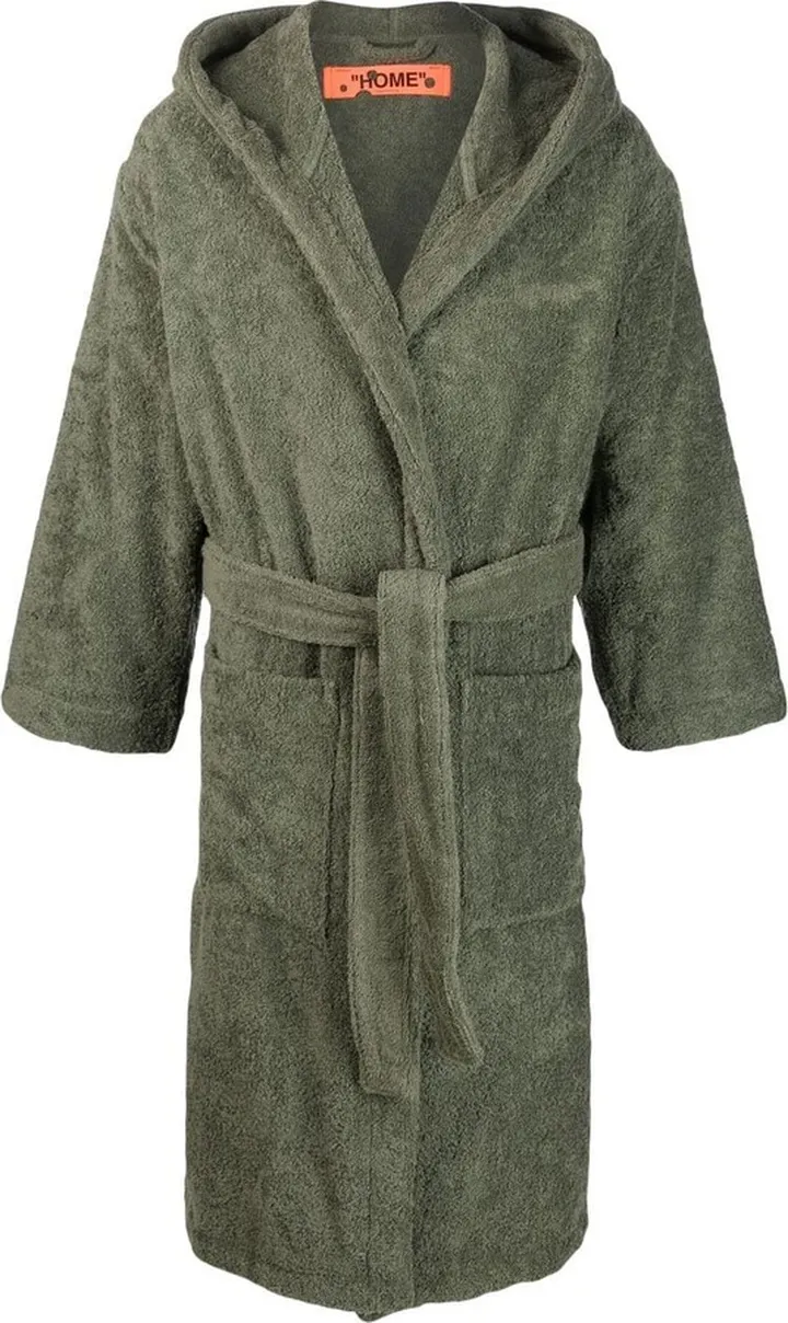OFF-WHITE- Bookish Cotton Hoodie Bathrobe