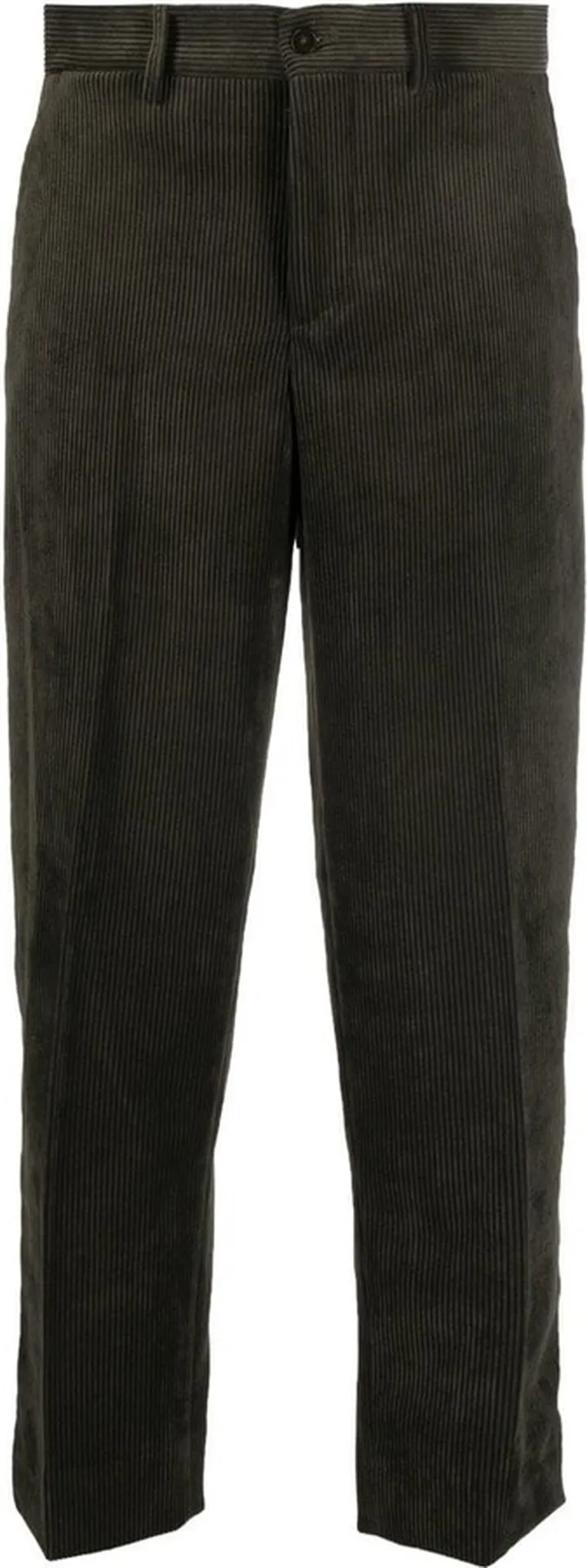 Cropped Straight-Leg Cord Trousers