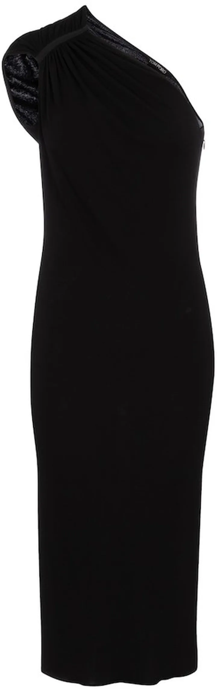One-shoulder jersey midi dress