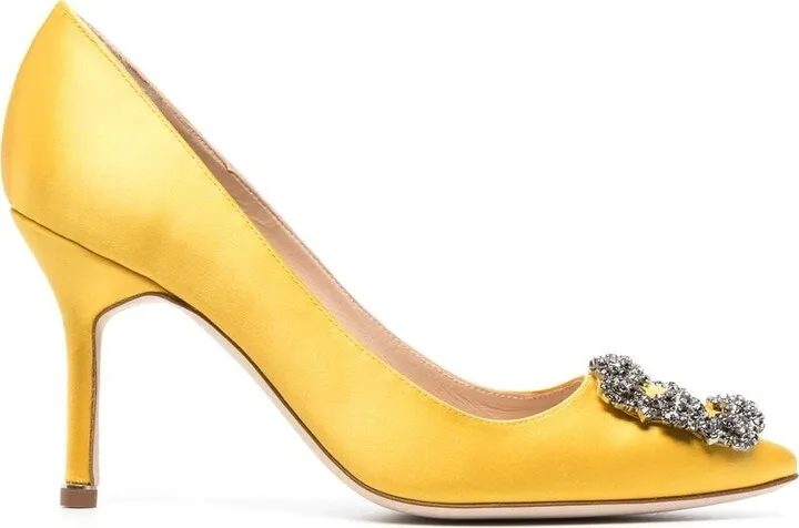 Hangisi 90mm crystal-buckle pumps