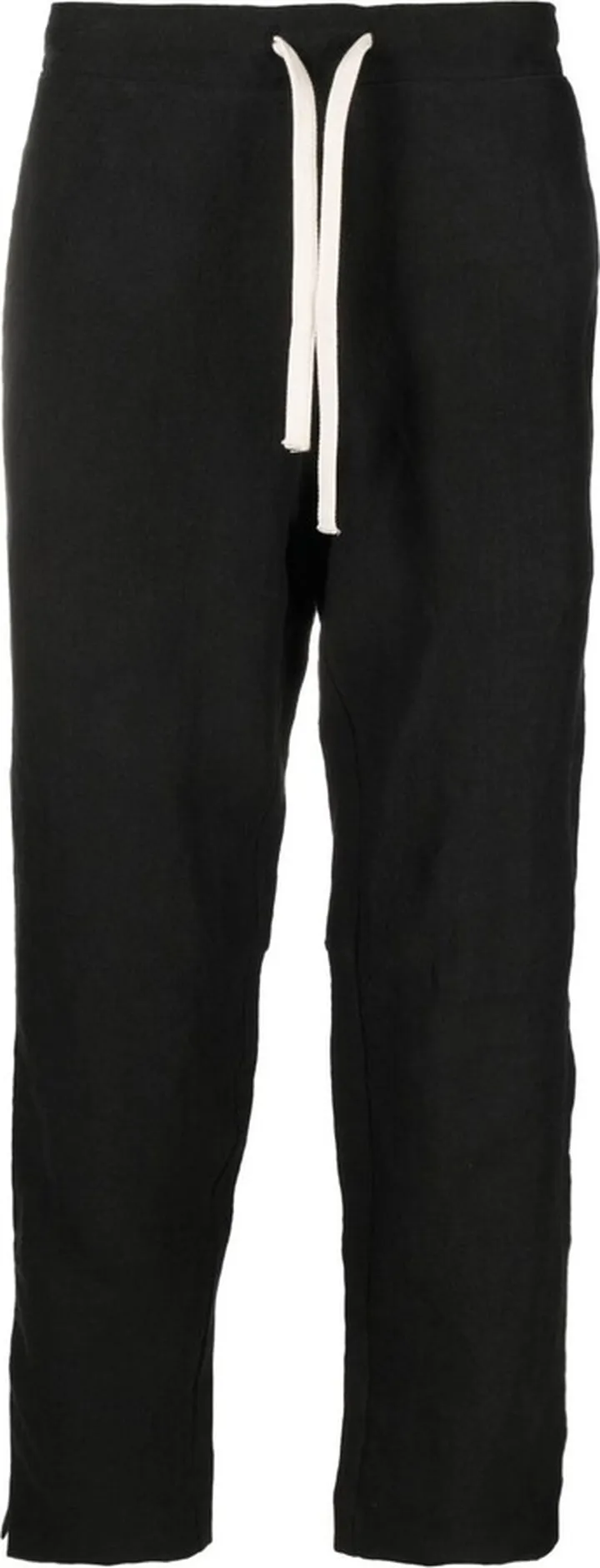 Black Cropped Linen Trousers