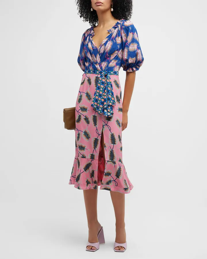 Olivia Velvet Burnout Midi Flounce Dress