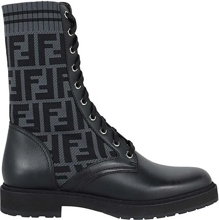 Fendi Rockoko FF Lace-Up Combat Boots