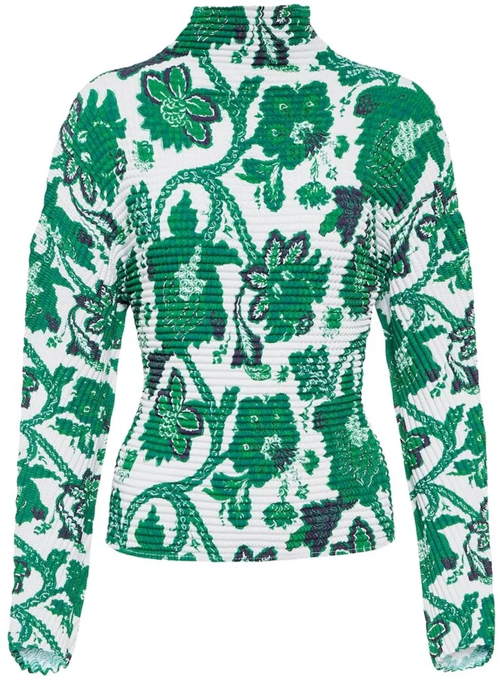 Textured floral turtleneck top