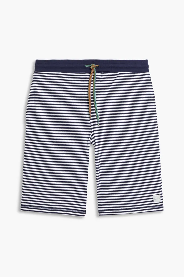 Striped cotton-piqué shorts