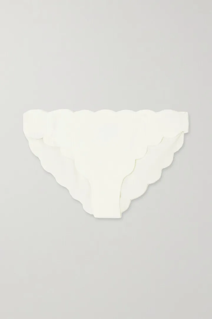 Marysia - + Net Sustain Antibes Scalloped Recycled Seersucker Bikini Briefs - Off-white