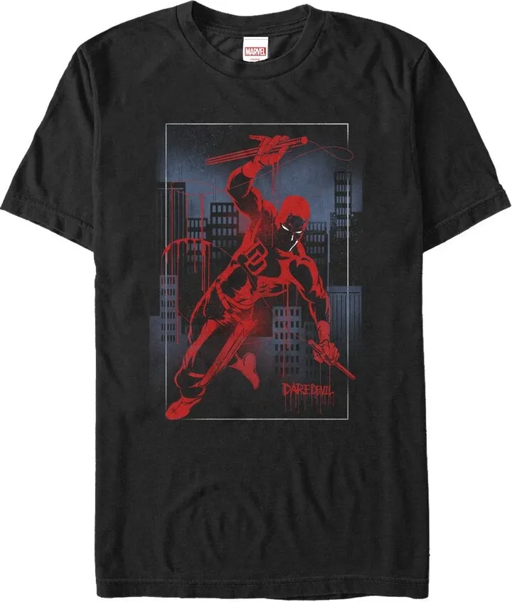 Men's Marvel Daredevil Cityscape Graffiti T-Shirt - Black - 2X Large