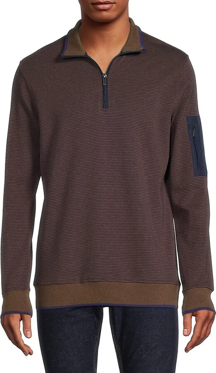 Quarter Zip Striped Pullover