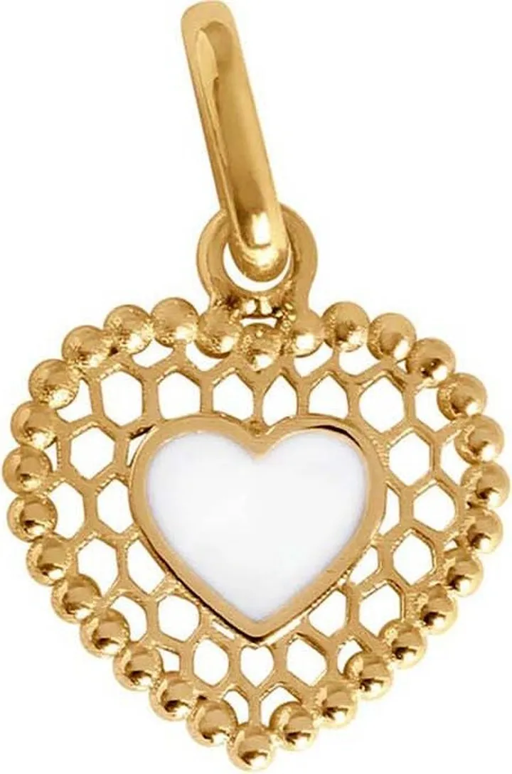 White Lace Heart Yellow Gold Charm