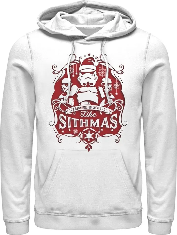 Men's Star Wars Christmas Looking Like Sithmas Pull Over Hoodie - White - Small