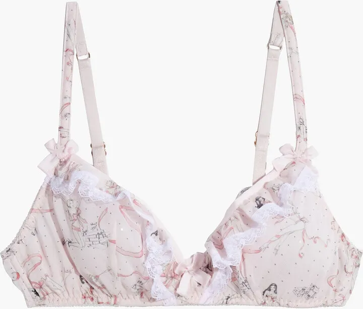 Cinta embellished printed georgette soft-cup triangle bra