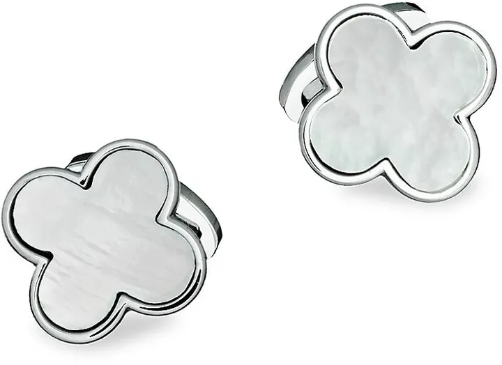 Sterling Silver Mother-Of-Pearl Clover Cufflinks