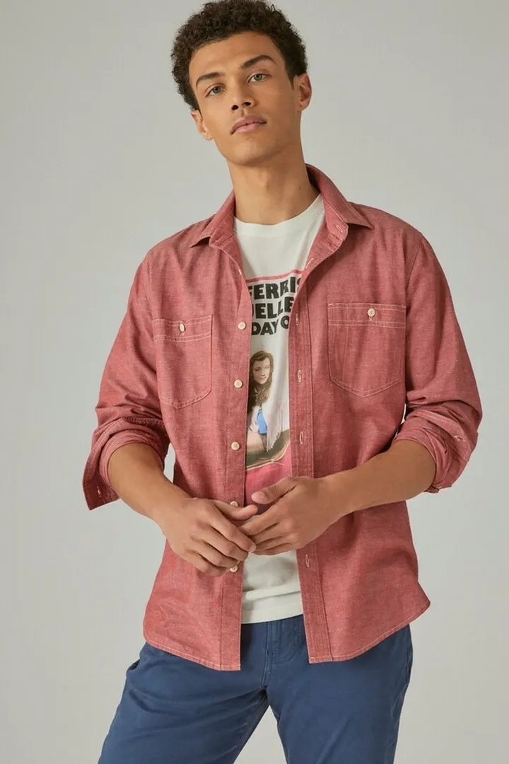 Chambray Workwear Long Sleeve Shirt
