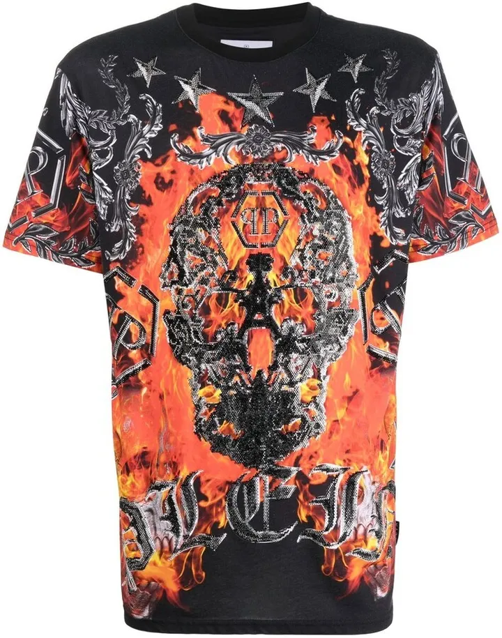 flame-print short-sleeve T-shirt