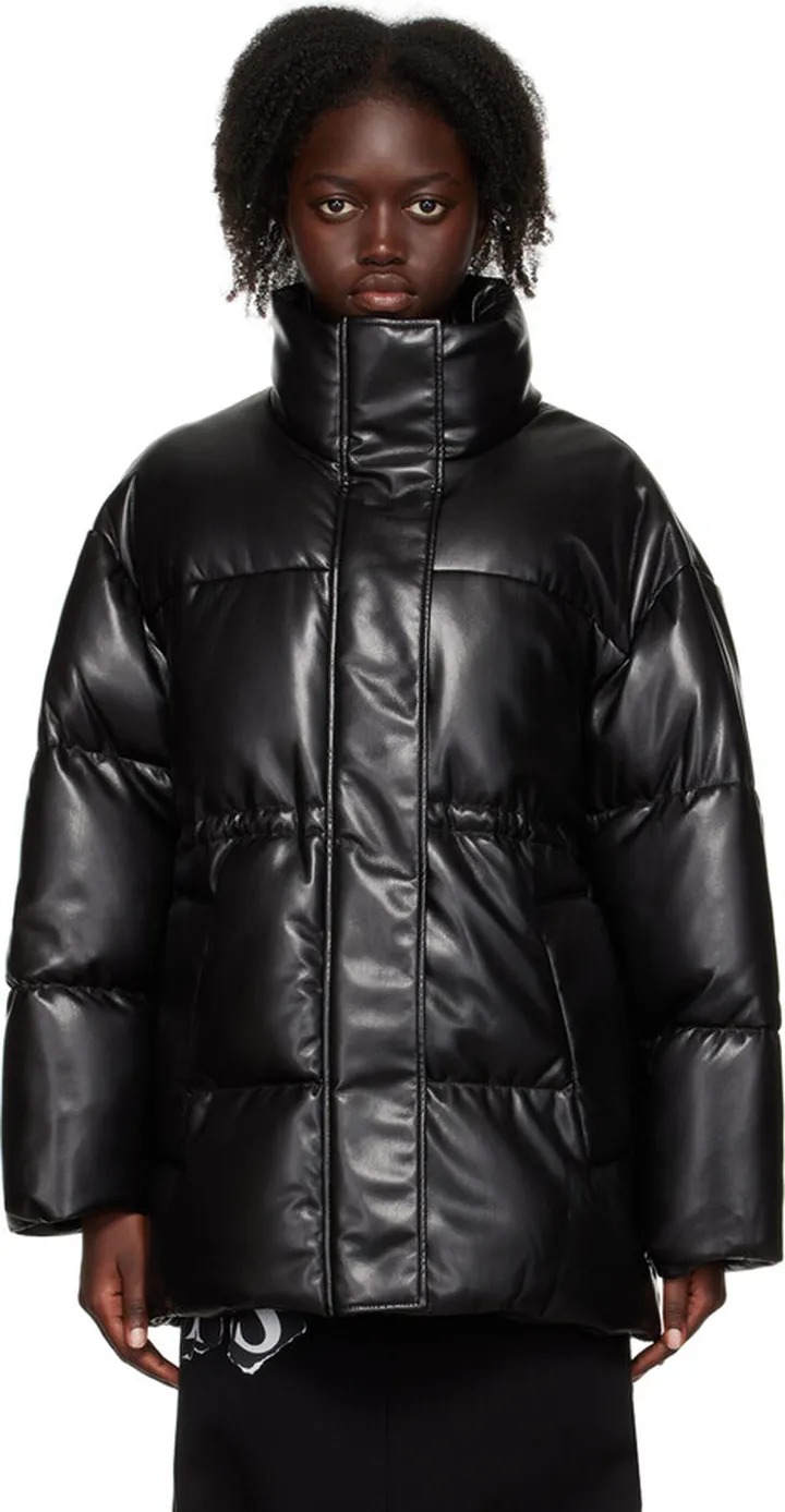 Stand Studio Black Milani Faux-Leather Coat