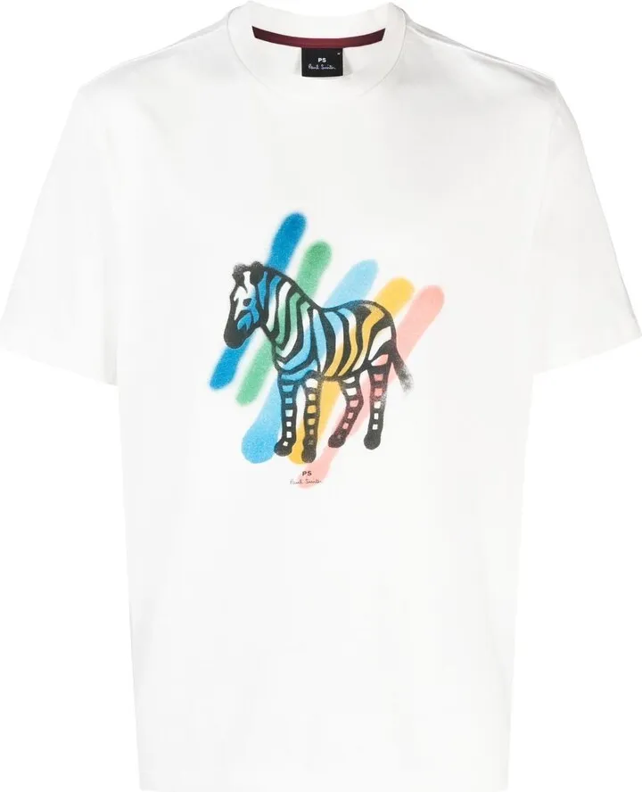 zebra-print detail T-shirt