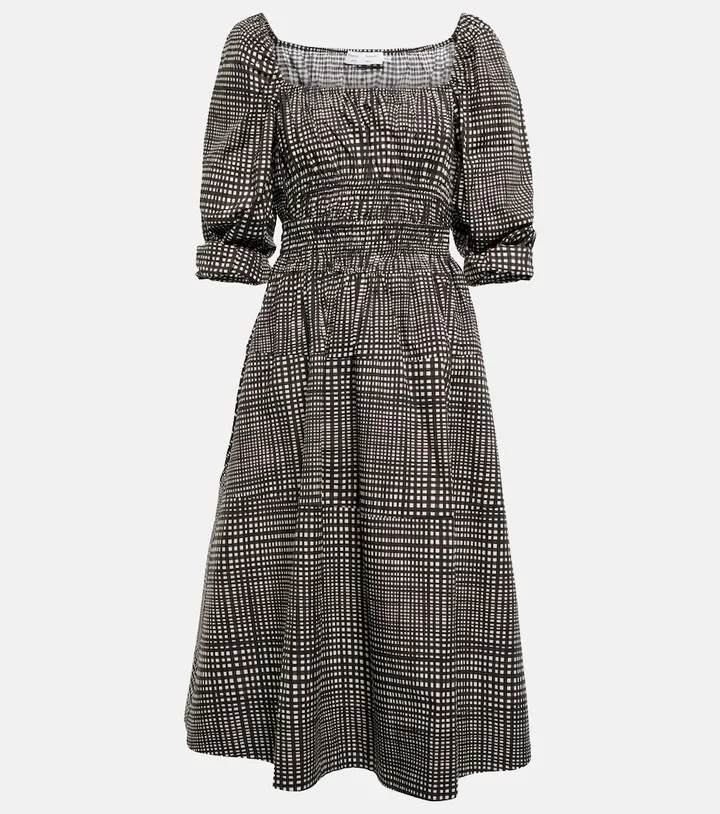 White Label checked cotton poplin midi dress