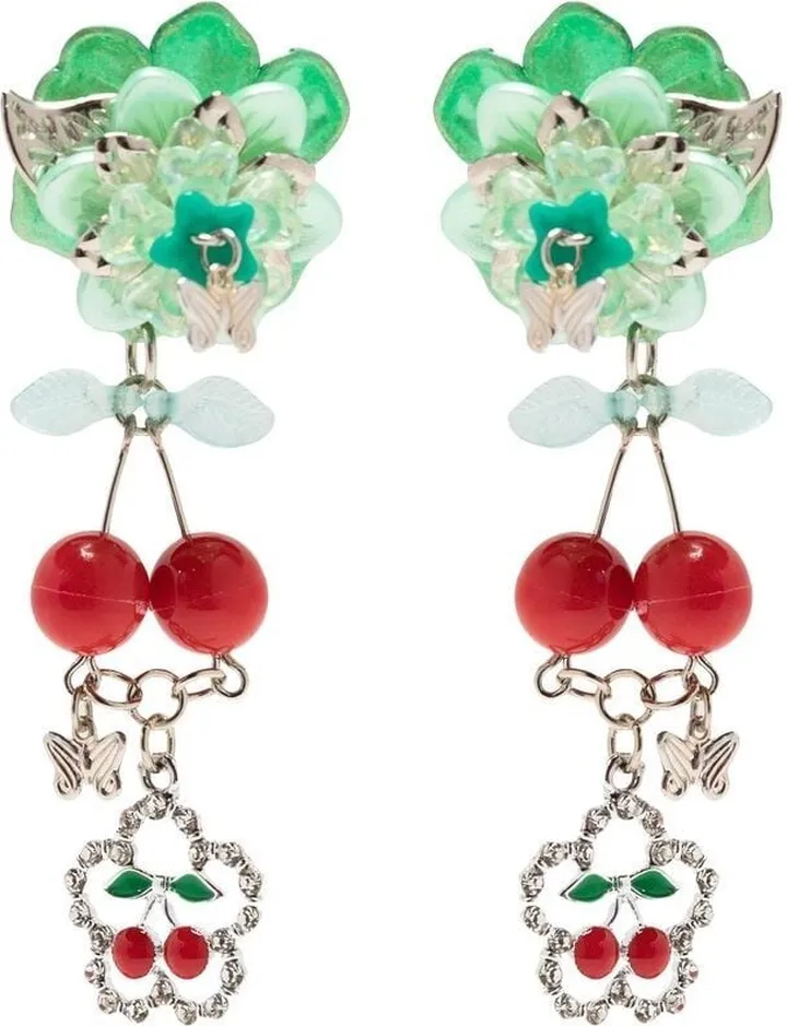 Cherry-Motif Statement Drop Earrings