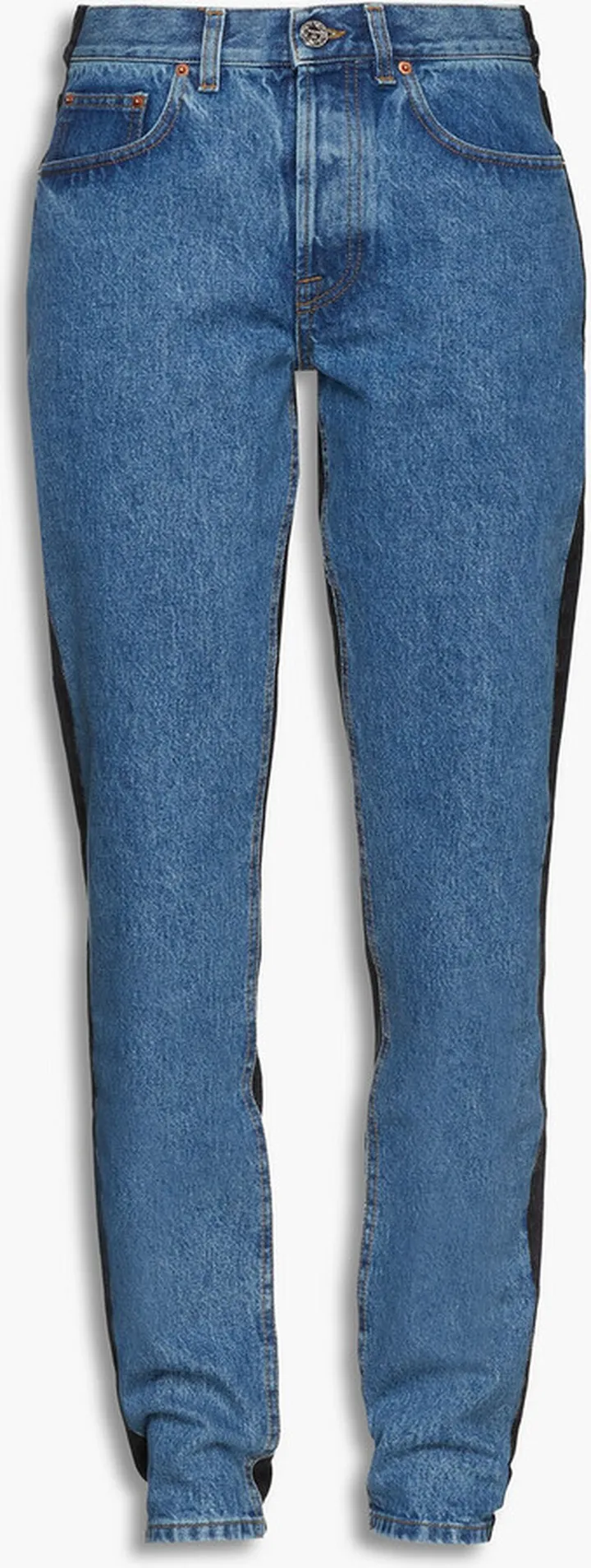 Two-tone mid-rise slim-leg jeans