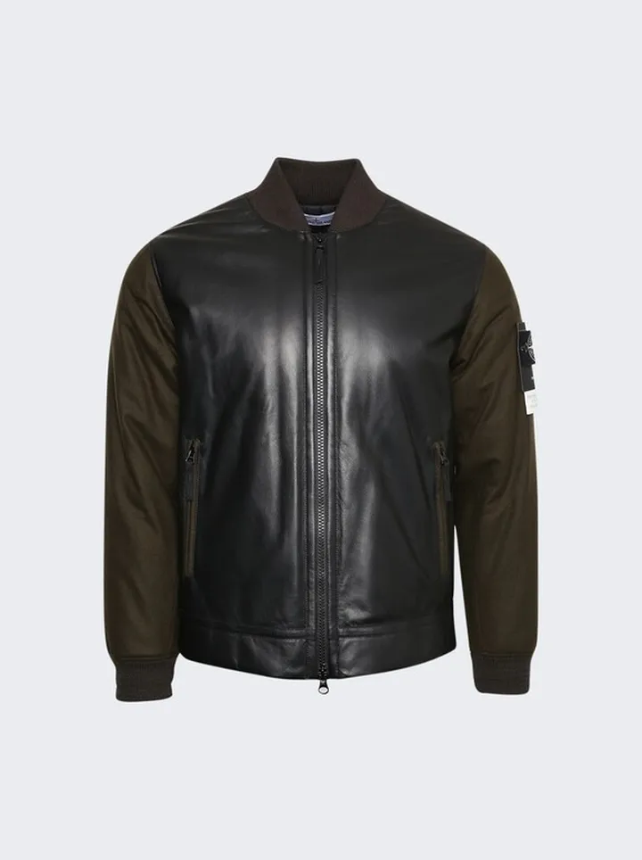 Leather Bomber Jacket Black
