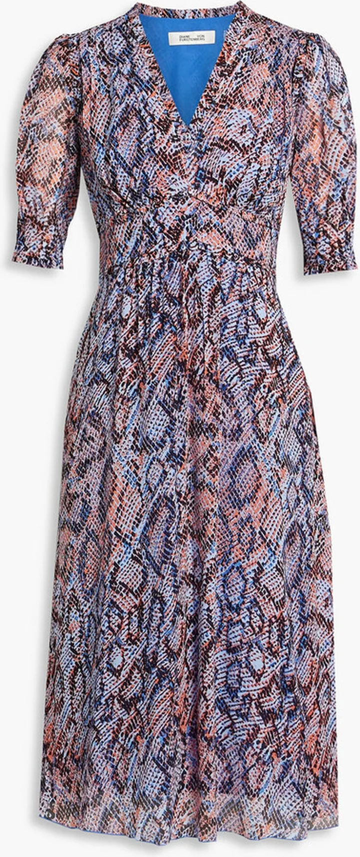 Fleur ruffled snake-print crepe de chine dress