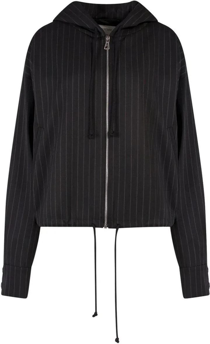 Pinstriped Twill Bomber Jacket