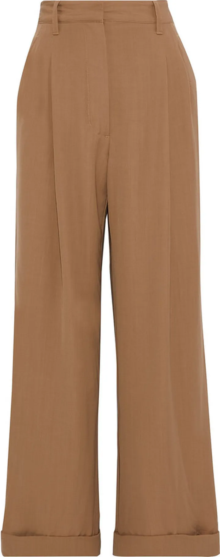 Pleated crepe wide-leg pants