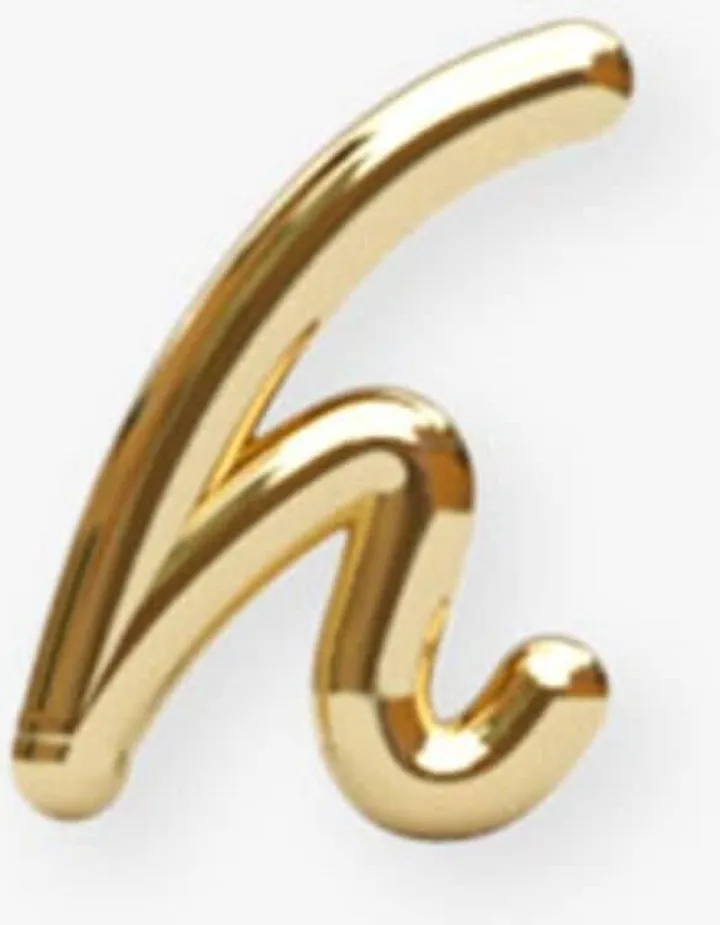 18kt Yellow Gold H Initial Stud Earring