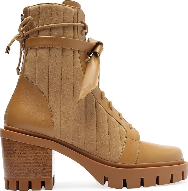 Clarita Quilted Leather Combat Lug-Sole Booties