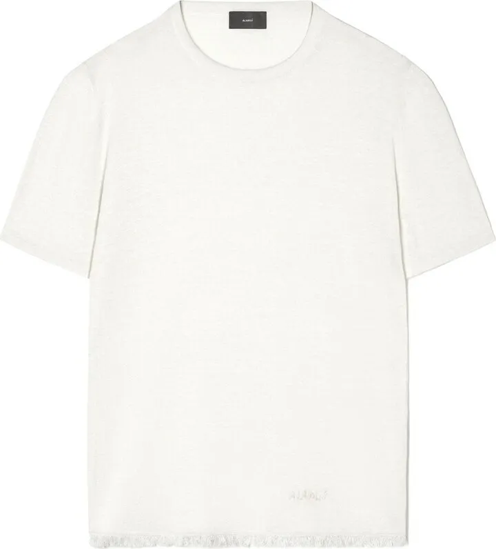 frayed-trim linen T-shirt