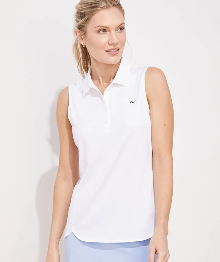 Sleeveless Solid Jersey Polo