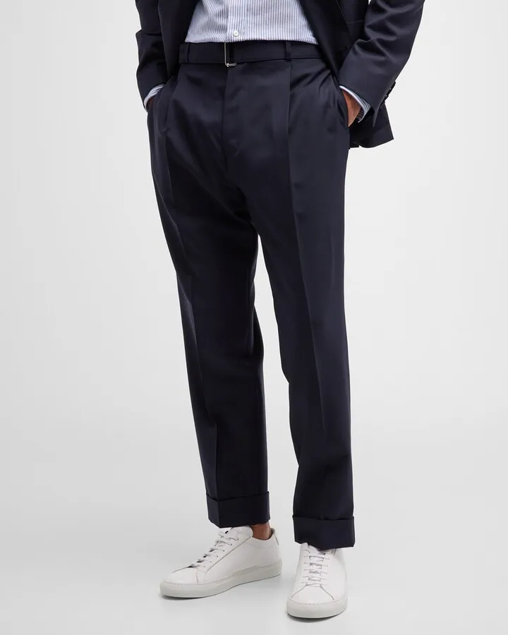 Men's Hugo Belted Wool Pants