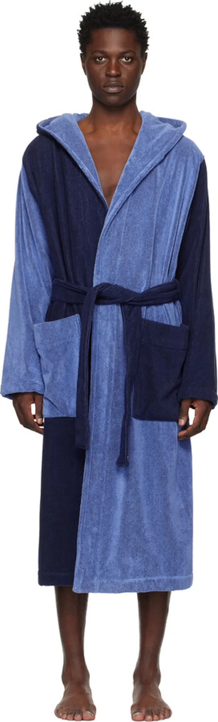 Tekla SSENSE Exclusive Navy & Blue Robe