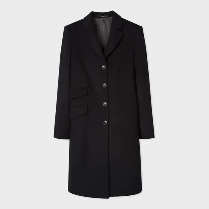 Women's Black Four-Button Wool-Cashmere Epsom Coat