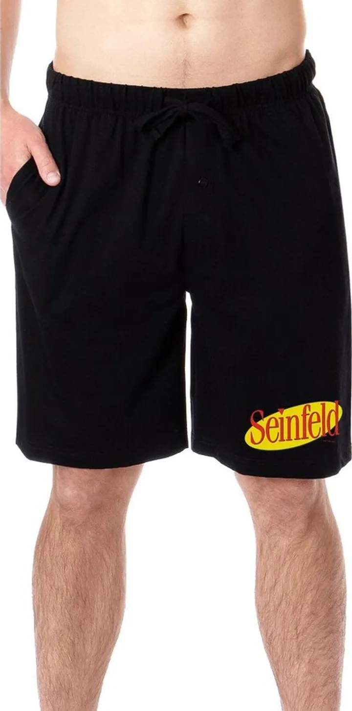 Seinfeld Mens' TV Show Series Classic Logo Icon Sleep Pajama Shorts (Small) Black