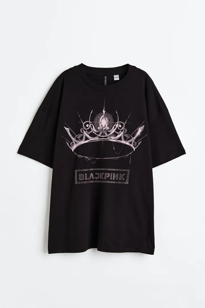 Oversized Rhinestone-motif T-shirt