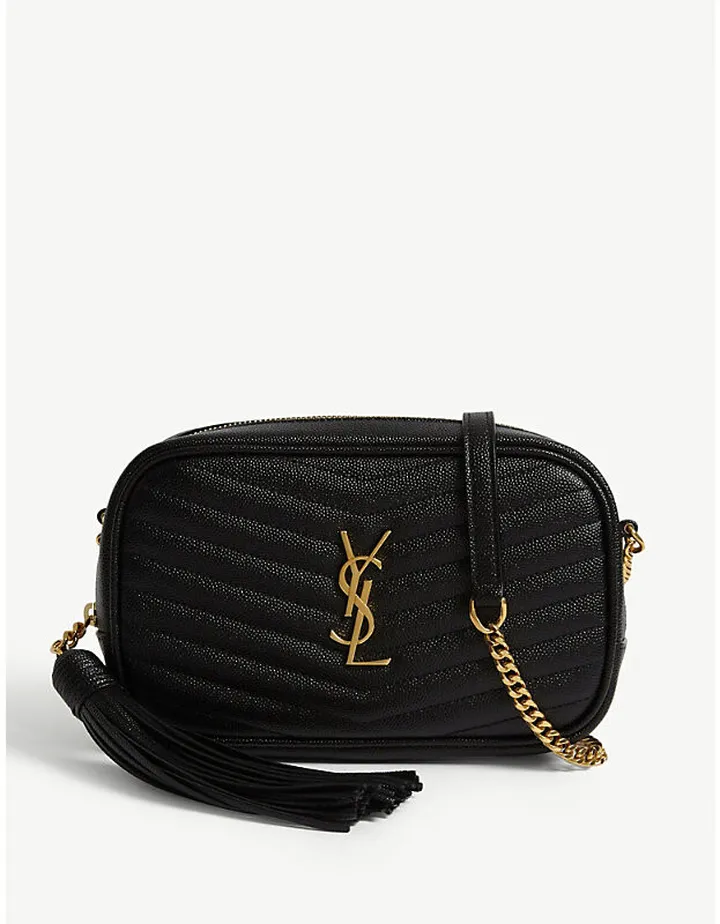 Womens Black Gold Lou Mini Leather Camera bag