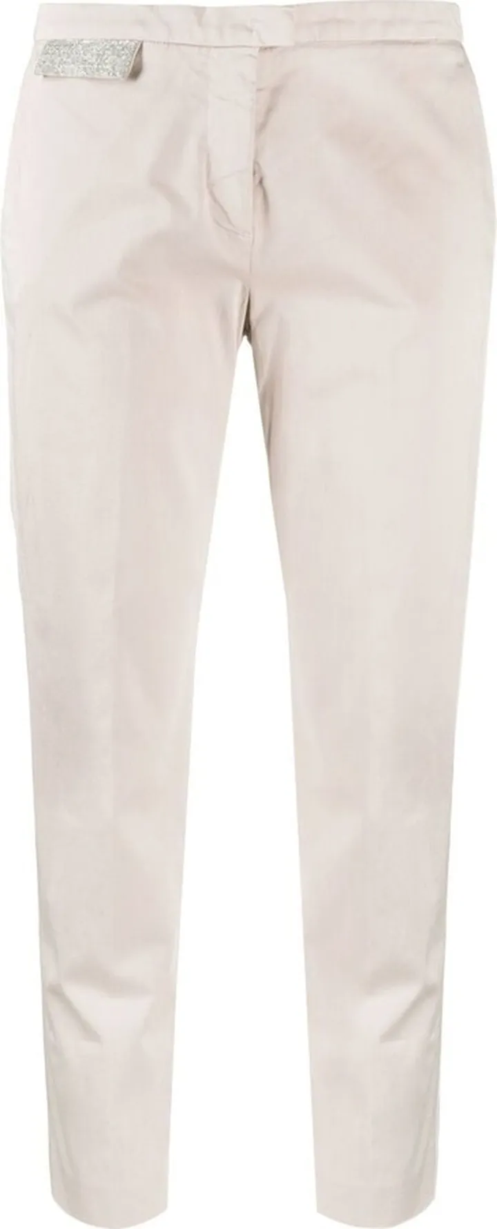 Cropped Bead-Detail Cotton Trousers