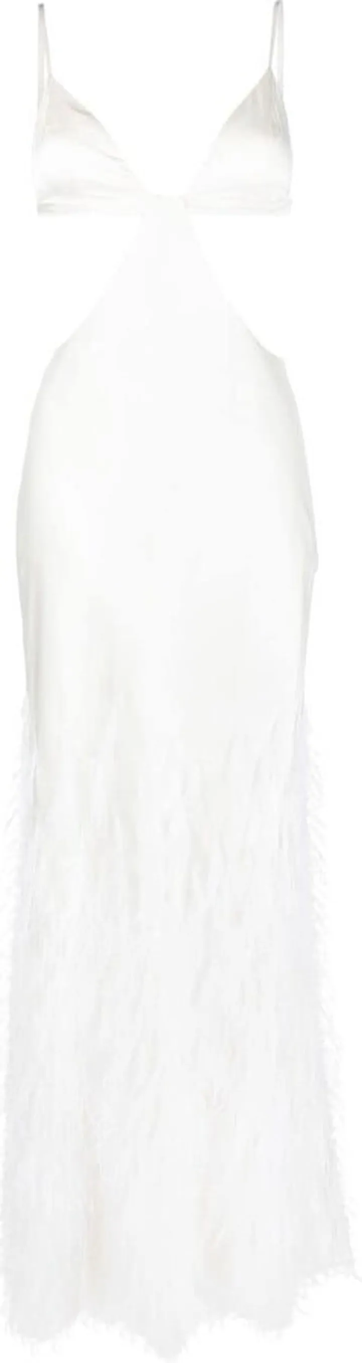 Feather-Detail Open Back Gown