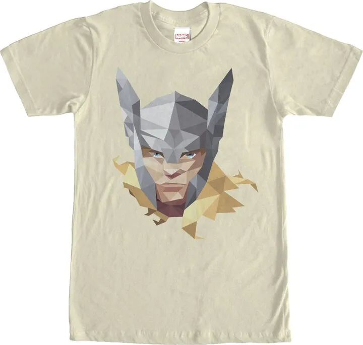 Men's Marvel Geometric Thor Portrait T-Shirt - Cream - Small