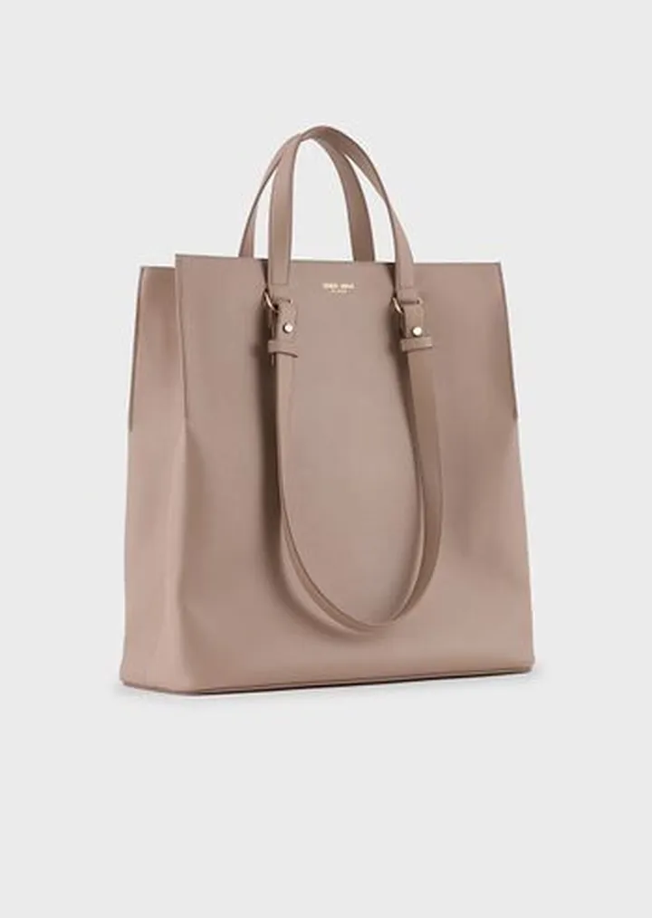 Leather rectangular shopper bag
