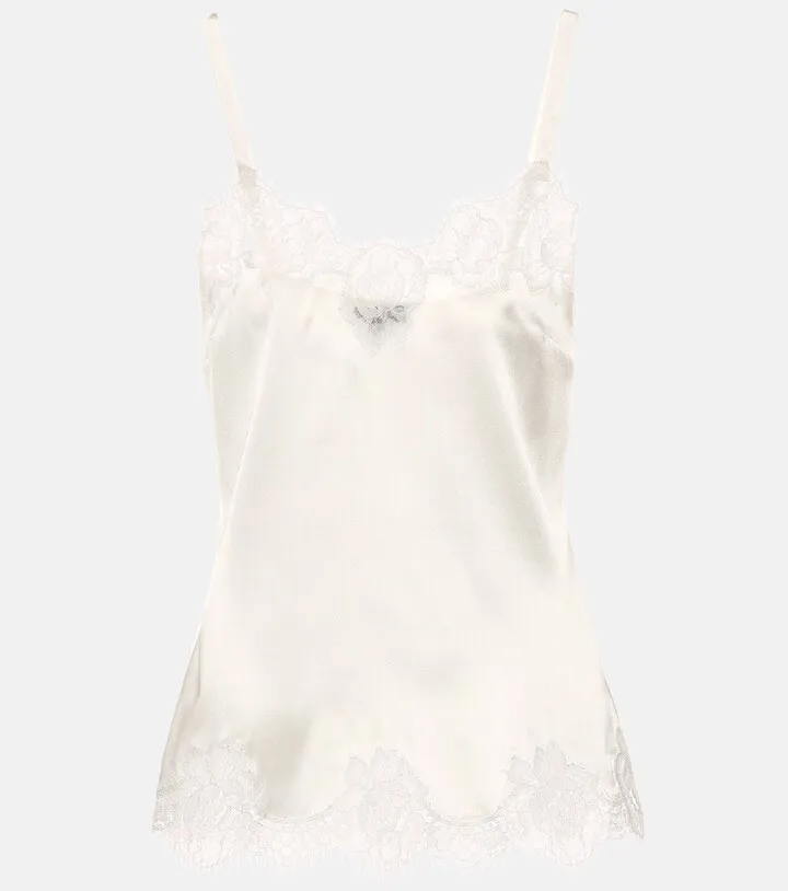 Lace-trimmed satin camisole