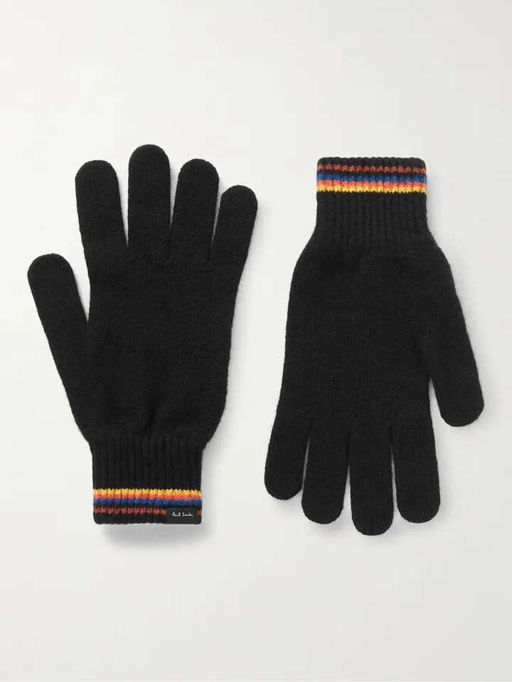 Striped Intarsia Wool Gloves